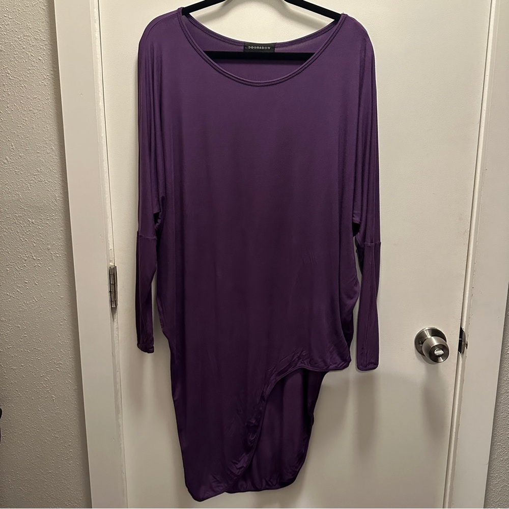 Purple Asymmetrical Oversized Modal shirt dress